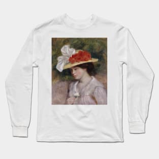 Woman in a Flowered Hat by Auguste Renoir Long Sleeve T-Shirt